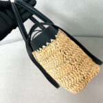 Prada Mini Crochet And Leather Tote Bag 1BG501 Apricot